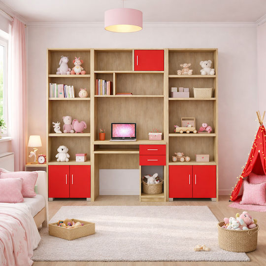 Kinder Schreibtisch aus Melamin Rote 100x55x80cm