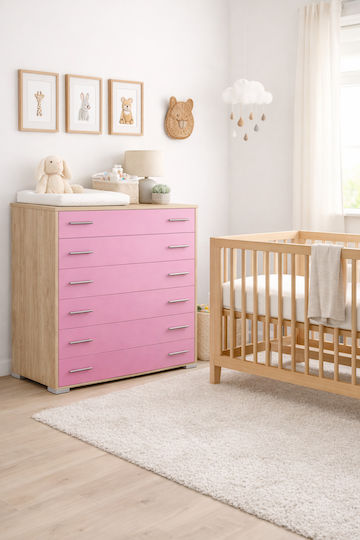 Kinderkommode Rosa 90x45x108cm
