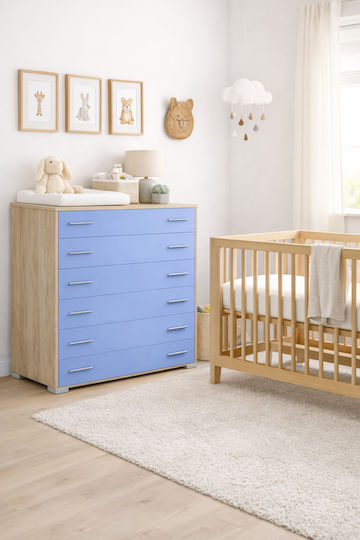 Kinderkommode Hellblau 90x45x108cm
