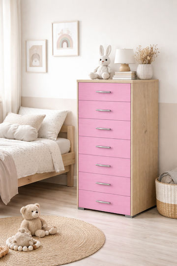 Kinderkommode Rosa 60x45x123cm