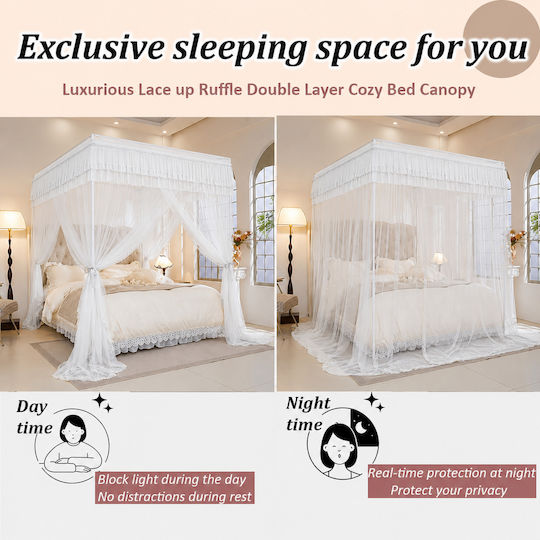 Large Bed Mosquito Net Lace 150x200cm White Galifas 792301 Galifas