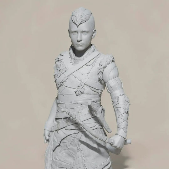 Небоядисана 3D Фигура Atreus Богът На Войната Ragnarok 3D Боядисване DIY Подарък Цветове 30 См 1:6