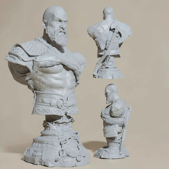Άβαφη 3D Фигура Old Kratos Бюст 3D Боядисване DIY Подарък Цветове 20 см 1:8