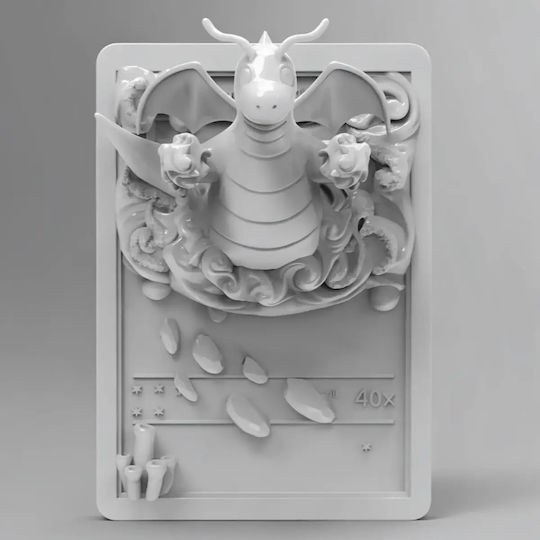Unpainted 3D Pokemon Figure 3D Card Collection Dragonite Painting DIY Gift Colors 15.2 Cm 1:12