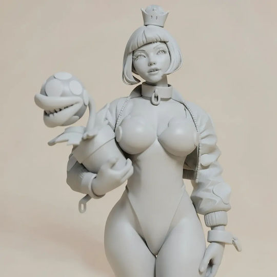 Небоядисана 3D Фигура Princess Chompette Super Mario Статуи 3D Печат Боядисване DIY Подарък Цветове 20 см 1:8