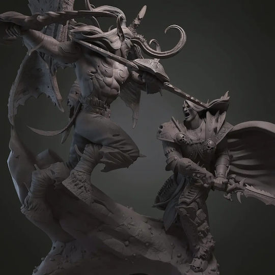 Άβαφη 3d Φιγούρα Illidan Vs Arthas Warcraft Files Βάψιμο Diy Δώρο Χρώματα 20 Cm 1:8