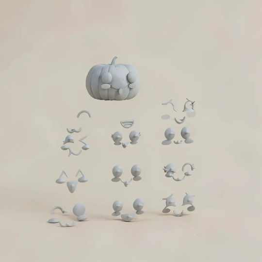 Небоядисана 3D Фигура Various Pumpkin Head Face Head Хелоуин Боядисване DIY Подарък Цветове 30 см 1:6