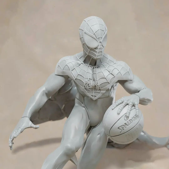 Unpainted 3D Figure Spider Man Miles Morales Venom V2 Basketball Match Painting DIY Gift Colors 20 Cm 1:8