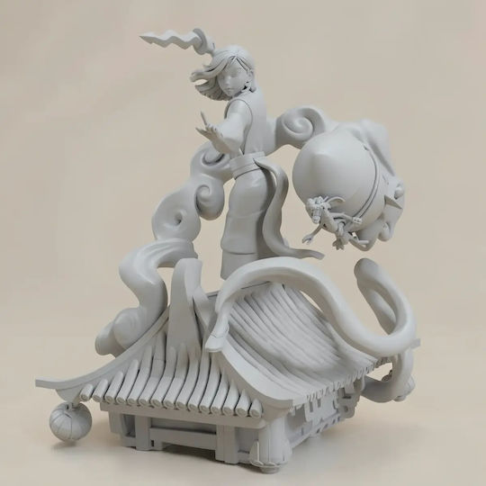 Unpainted 3D Figure Mulan On Roof Sculptures 3D Printing Painting DIY Gift Colors 15.2 Cm 1:12