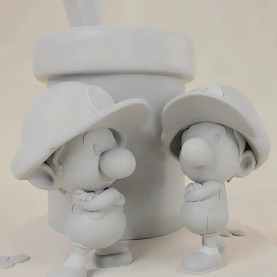 Figurină 3D Nevopsită Mario Luigi Suport Pentru Pix Vopsire Diy Cadou Culori 20 Cm 1:8