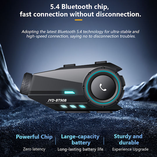Single Motorcycle Helmet Intercom with Bluetooth & Camera