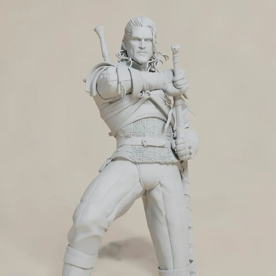iLovePrints Sammelbare Figuren Άβαφη 3d Art der Figur Geralt Schwert Basis Pose Diy Geschenk Farben 15,2 Cm 1:12