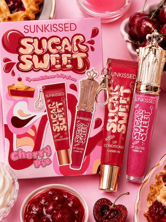 Sunkissed Sugar Sweet Комплект за грим за устни Cherry Pie 2 броя Sunkissed Sugar Sweet Комплект за грим за устни Cherry Pie 2 броя