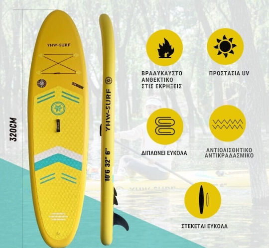 Homeone Aufblasbar SUP Board mit Länge 3.2m Gelb