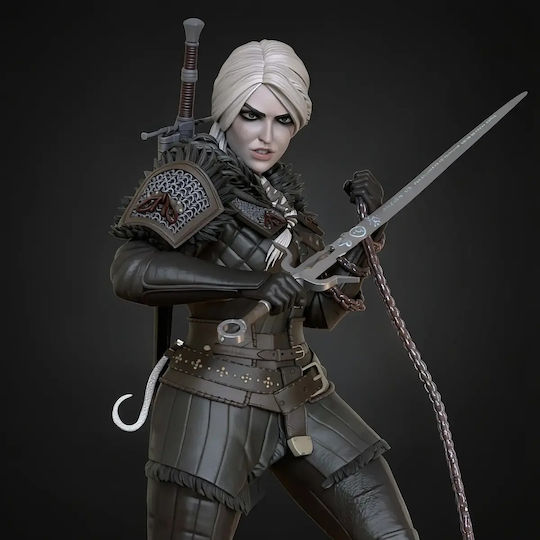 iLovePrints Sammelbare Figuren Abgepaintete 3d Figur Ciri Witcher Kettenschwert 185mm Bemalt Diy Geschenk Farben 15,2 Cm 1:12