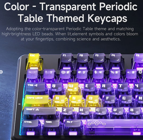 Ajazz MK87 Ασύρματο Gaming Μηχανικό Πληκτρολόγιο Tenkeyless με Custom διακόπτες και RGB φωτισμό (Αγγλικό US) Μωβ