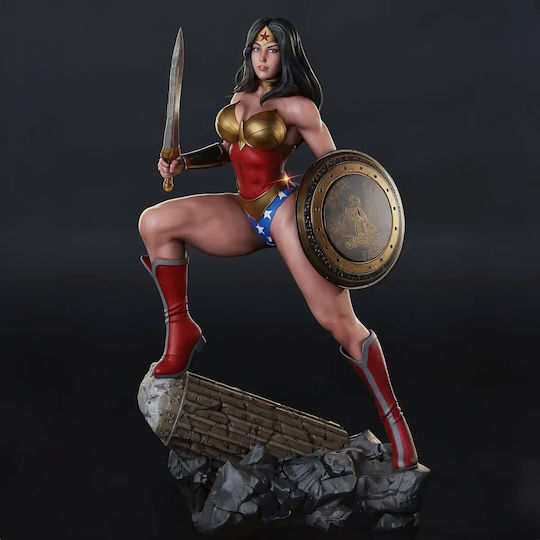 Unpainted 3D Figur Wonder Woman Shield Sword 3D Painting Diy Geschenk Farben 30 Cm 1:6