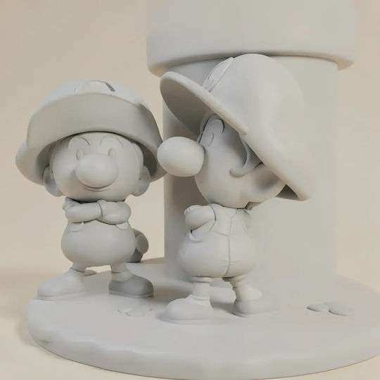 Άβαφη 3d Sammelbare Figur Mario Luigi Pen Holder Basis Diy Δώρο Χρώματα 15,2 Cm 1:12