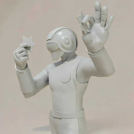 iLovePrints Sammelbare Figuren Άβαφη 3d Figur Choushinsei Flashman 3d Druck Modell Blau Blitzlicht Diy Bemalung Geschenk Farben 30 Cm 1:6