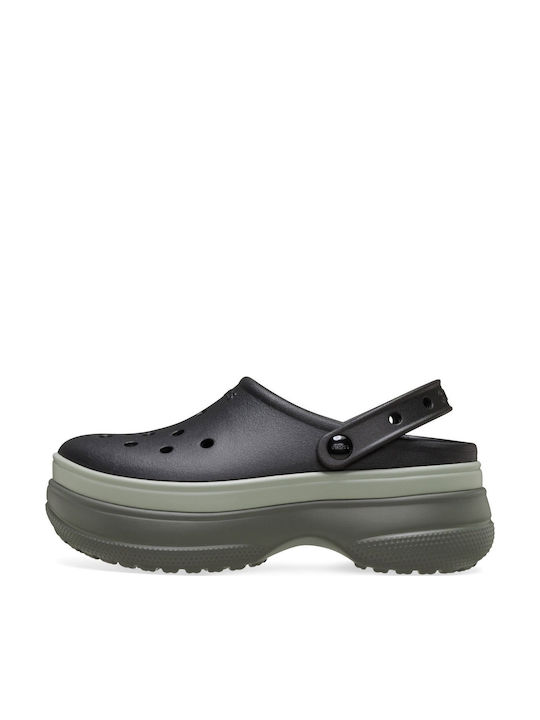 Crocs Classic Stacked Γυναικεία Σαμπό Μαύρα
