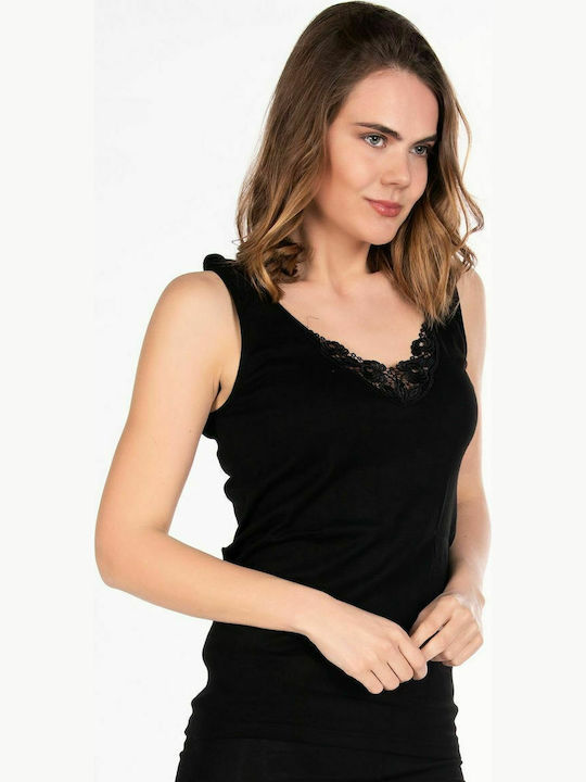 Ärmellos Schwarz Damen T-Shirt