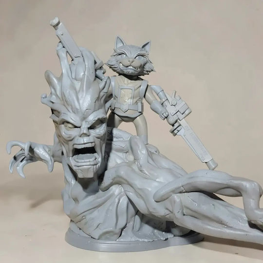 Unpainted 3D Figure Rocket Vs Groot V2 Painting Diy Gift Colors 15.2 Cm 1:12