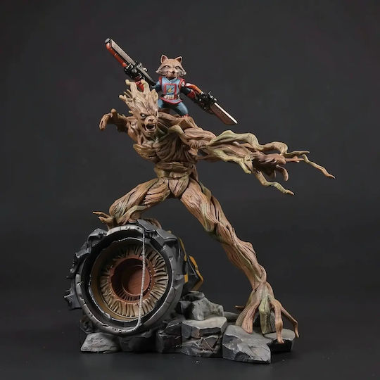 Άβαφη 3d Φιγούρα Rocket Vs Groot V2 Βάψιμο Diy Δώρο Χρώματα 30 Cm 1:6