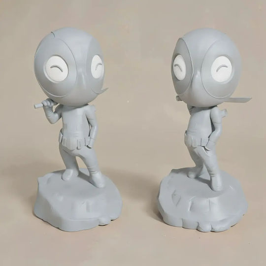 Unpainted 3D Figure Chibi Deadpool Sword Files Painting Diy Gift Colors 30 Cm 1:6