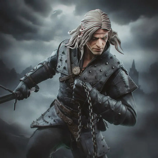 Unpainted 3D Figur Geralt Witcher Buchreihe 251mm Bemalung Diy Geschenk Farben 20 cm 1:8