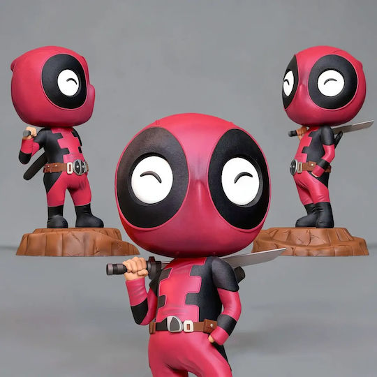 Unpainted 3D Figure Chibi Deadpool Sword Files Painting Diy Gift Colors 20 Cm 1:8