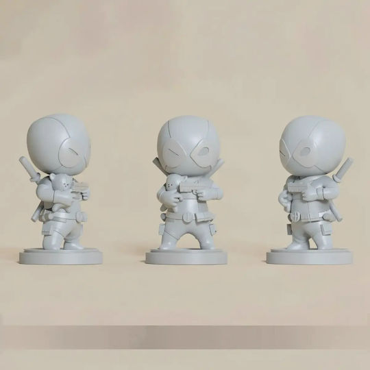 Unpainted 3D Figure Deadpool Chibi Gun Files Painting Diy Gift Colors 15.2 Cm 1:12