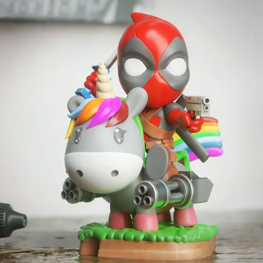Unpainted 3D Figure Chibi Collection Deadpool On Unicorn 3D Model Sculpture Painting DIY Gift Colors 20 Cm 1:8
