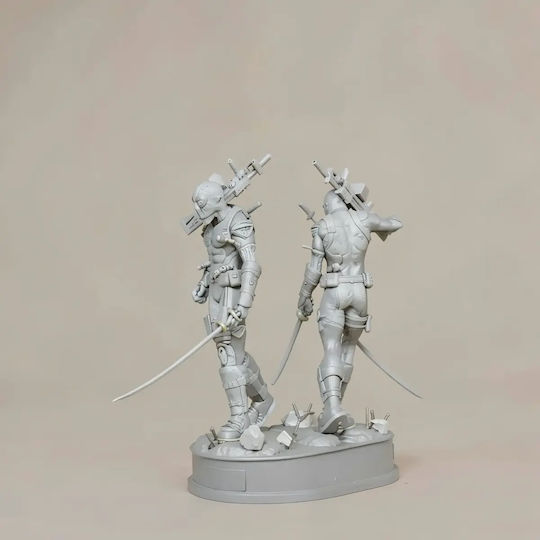 Unpainted 3D Figure Deadpool Gun Painting DIY Gift Colors 20 Cm 1:8