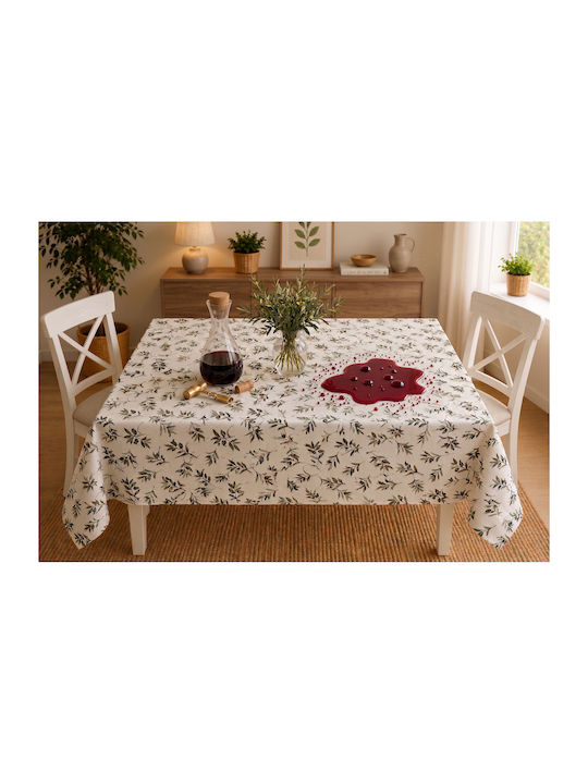 Tischdecke Mit Spitze Fleckabweisend Set Olive 140x180cm