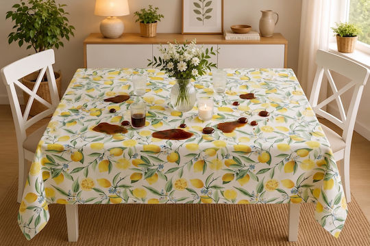 Σετ Τραπεζομάντηλο Αλέκιαστο Big Lemon 120x160εκ.