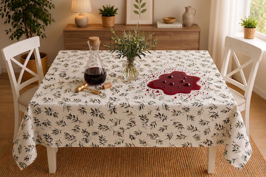 Σετ Τραπεζομάντηλο με Δαντέλα Αλέκιαστο Lace Olive 120x160εκ.
