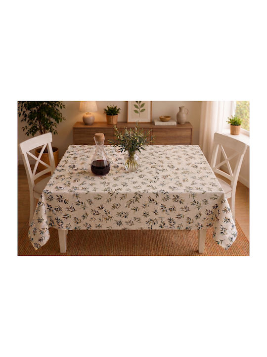 NufJoy Fleckabweisendes Tischtuch Set Loom Olive 140x180cm