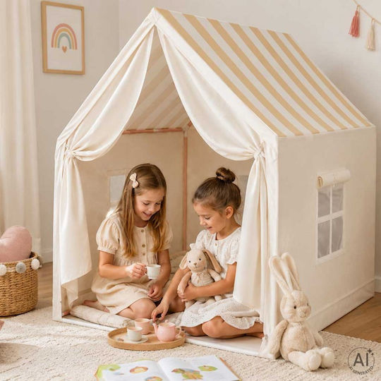 ikonka Play Tent Little House Beige for 3 Years and Up
