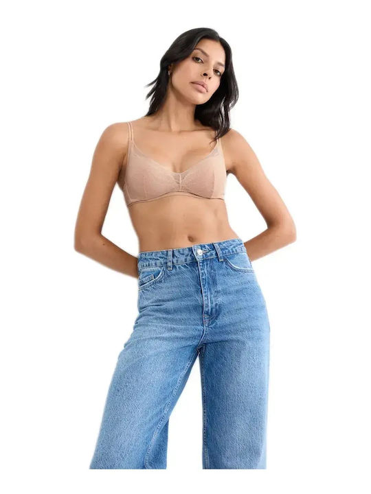Beige Bra with Light Padding without Underwire