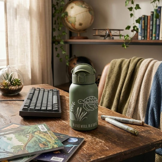 abo In A Fast World Be A Turtle Kids Water Bottle Thermos Stainless Steel 350ml