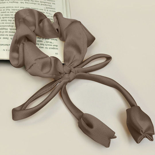 Klassisches Scrunchie Haargummi Aus Satin Blumen Fallender Glamour Khaki