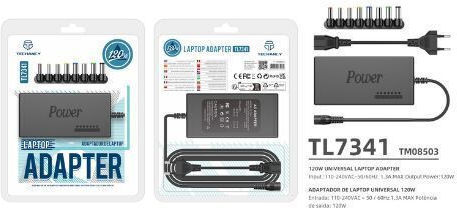 Techancy Universal Laptop Adapter 120w Tl7341 120w Multiple Plugs