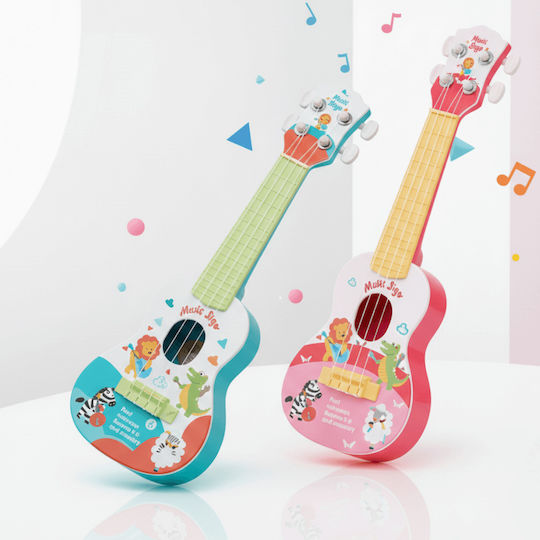 Children's Guitar 4 Strings Ukulele Animal Design 40 Cm Turquoise