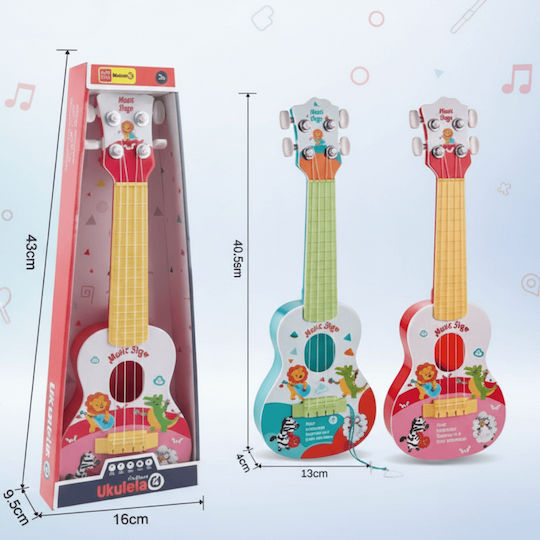 Children's Guitar 4 Strings Ukulele Animal Design 40 Cm Turquoise