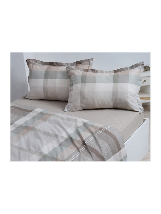 Silk Fashion Super-Double Bed Sheet Set With 2 Pillowcases With Rubber Hugger 160x200+35cm Cotton (3 Pieces)