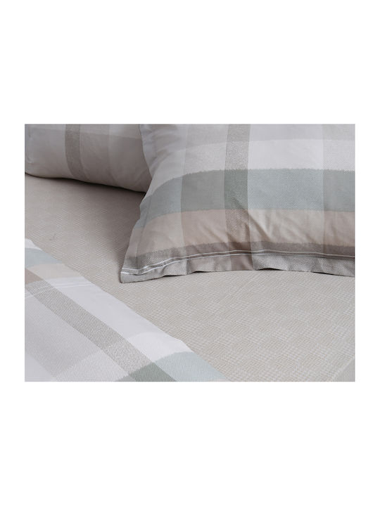 Silk Fashion Super-Double Bed Sheet Set With 2 Pillowcases With Rubber Hugger 160x200+35cm Cotton (3 Pieces)