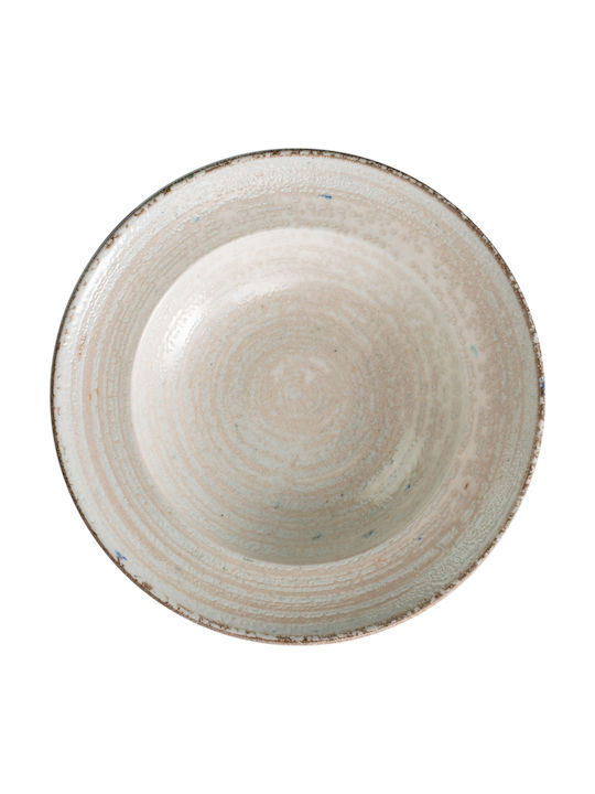 Fine Serving Plate for Pasta Porcelain Brown with Diameter 20cm 6 Pieces