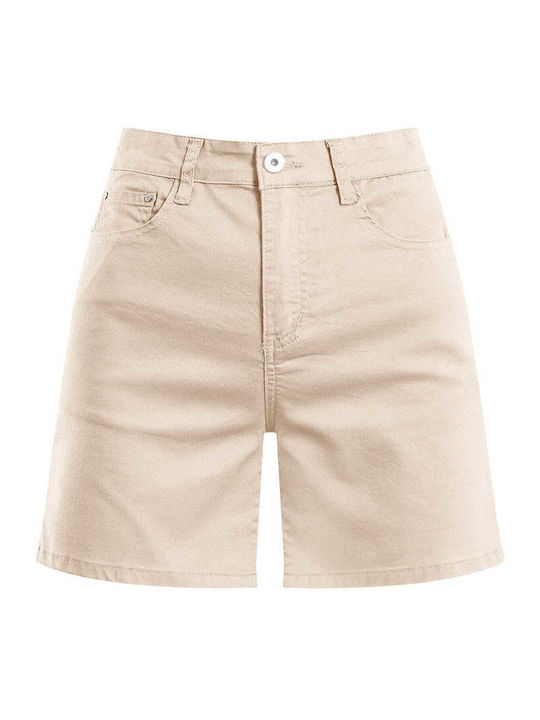Celestino Damen-Shorts Einfarbig Elastisch Beige