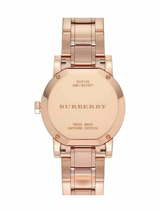 Burberry Дамски Часовник 34mm Кварцов с Розово Злато Метална Верижка