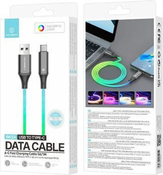 Techancy Плетен кабел USB-C мъжки - USB-A Многоцветен 1m
